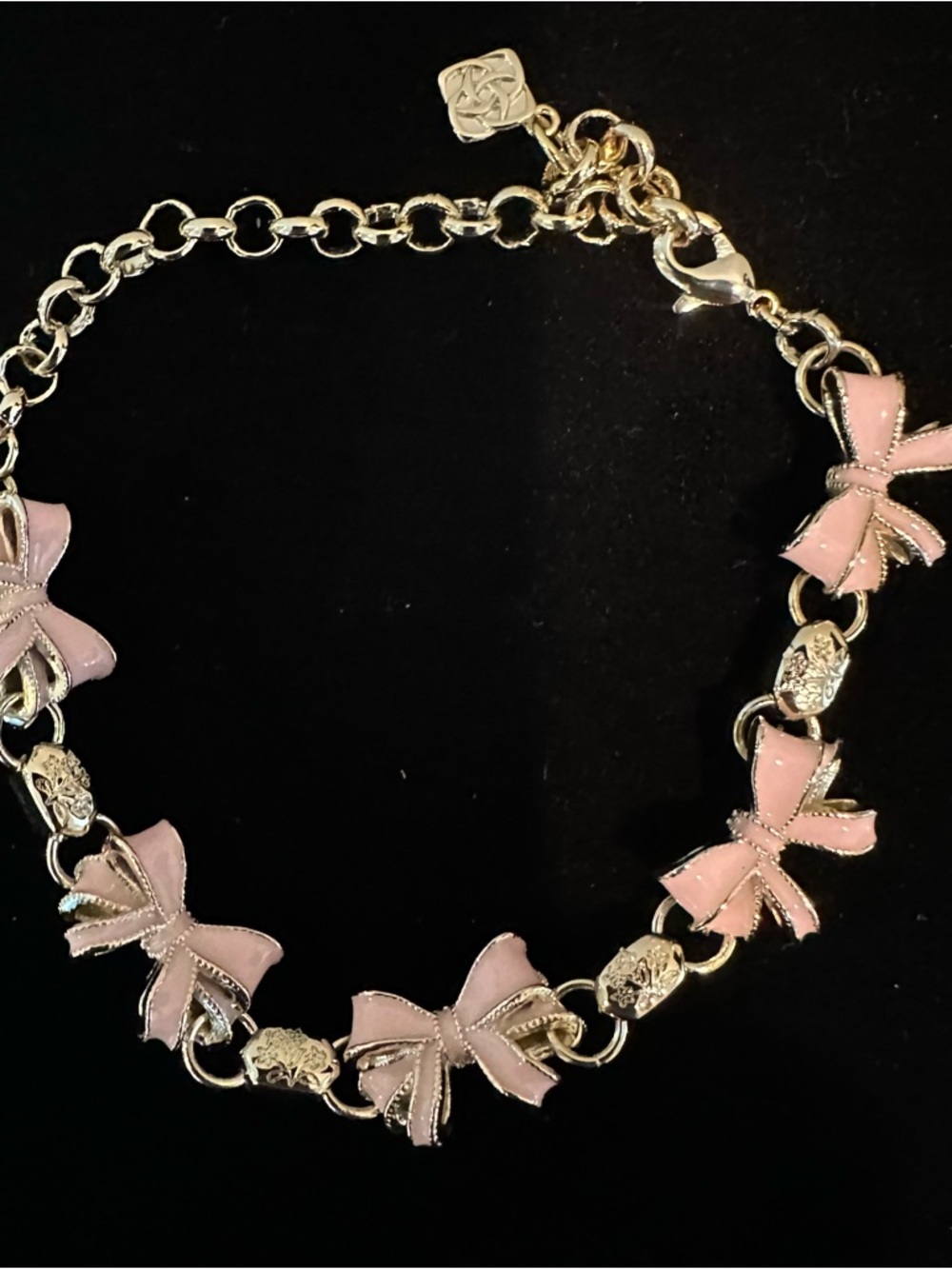 Kendra Scott X Love Shack Fancy Pink Bow Enamel bracelet